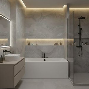 Wandpaneel Natuursteen & Marmer, Nachtmist Grijs